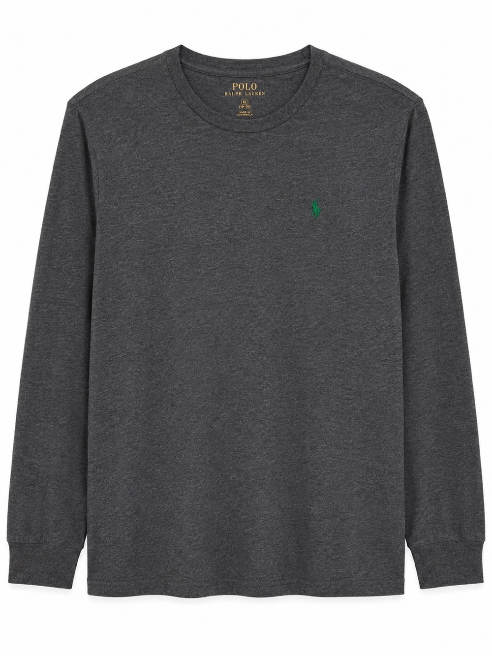 Polo by Ralph Lauren Charcoal Long Sleeve Tee with Green Pony